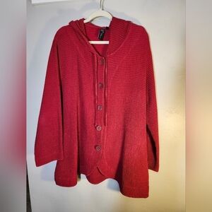 Focus casual waffle texture hooded tunic or cover up sz L